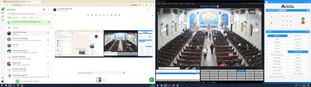 Rodrigo Félix operando a transmissão ao vivo da PASCOM no Santuário do Rocio