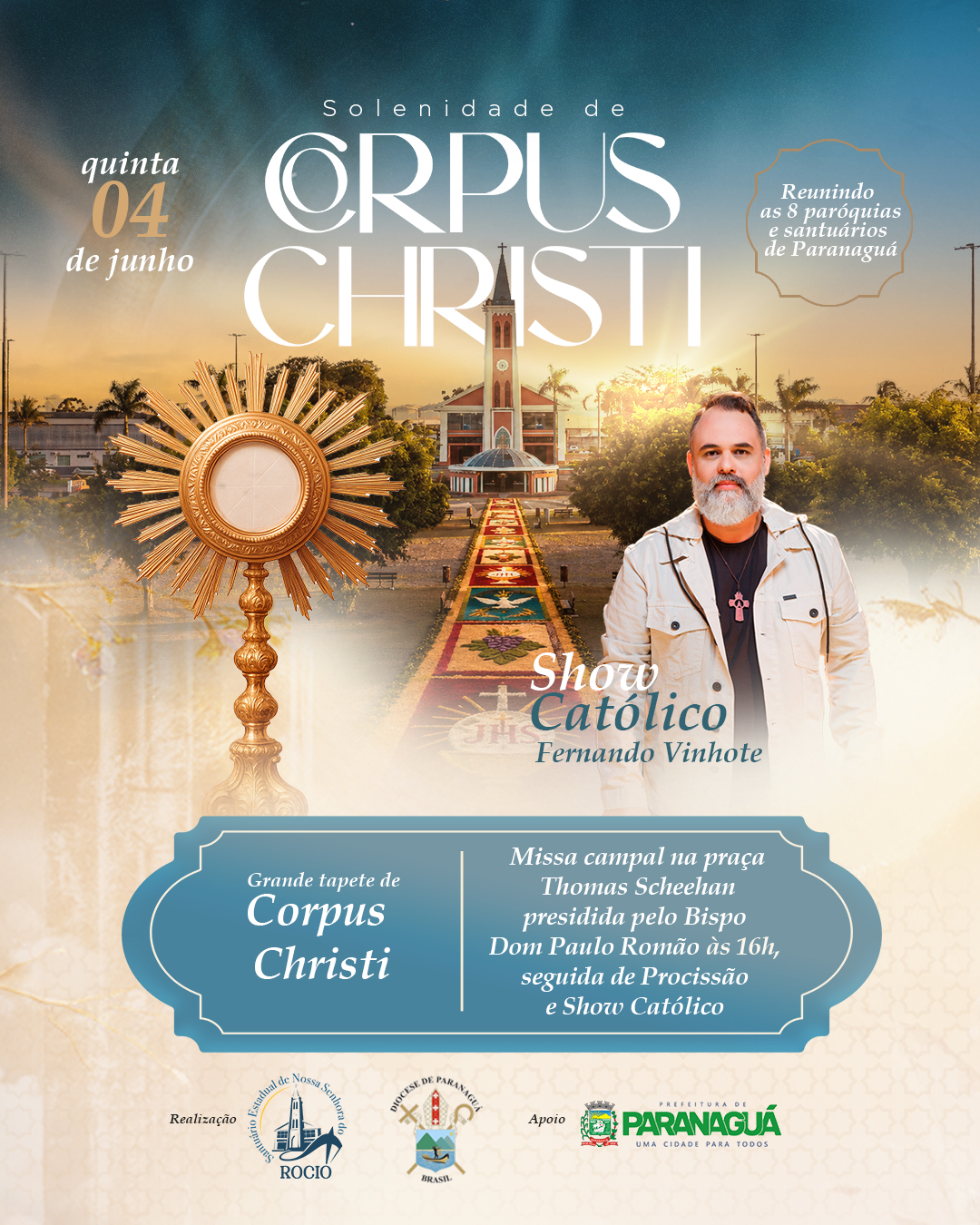 Procissão do Corpus Christi Paranaguá 2026 no Santuário do Rocio