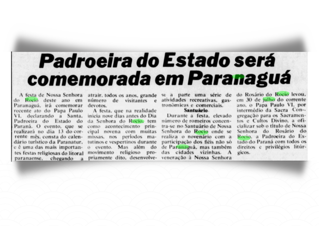"Imagem de Nossa Senhora do Rocio, padroeira do Paraná, no Santuário Estadual em Paranaguá"
