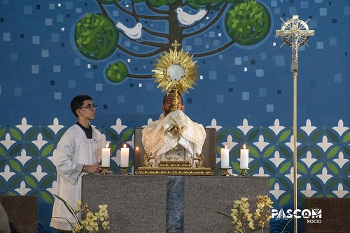fotografia interna do Santuário de Nossa Senhora do Rocio em Paranaguá durante celebração litúrgica
